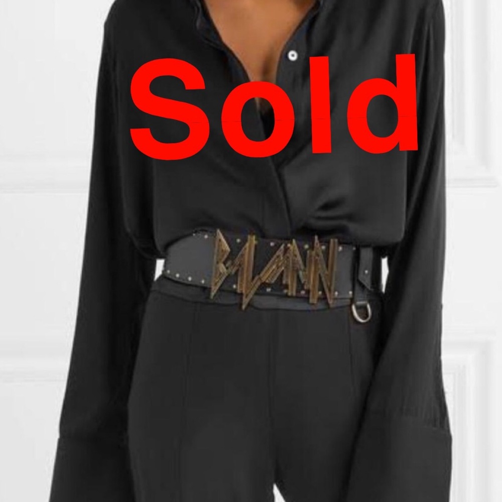 Balmain Leather Embellished Belt - Black